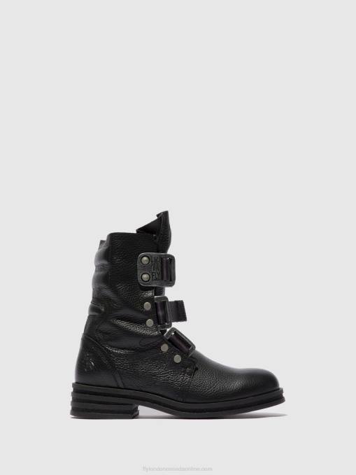 Buckle Ankle Boots KIFF682 Fly London Women RIO BLACK 0JLR238