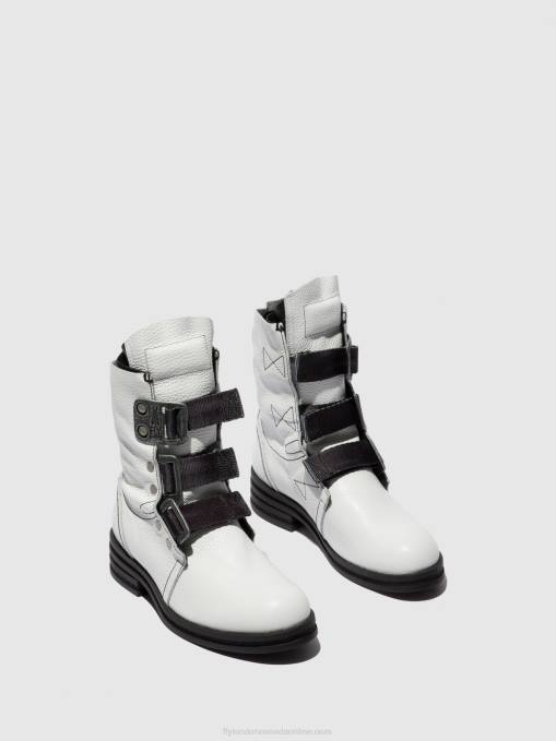 Buckle Ankle Boots KIFF682 Fly London Women RIO WHITE 0JLR239