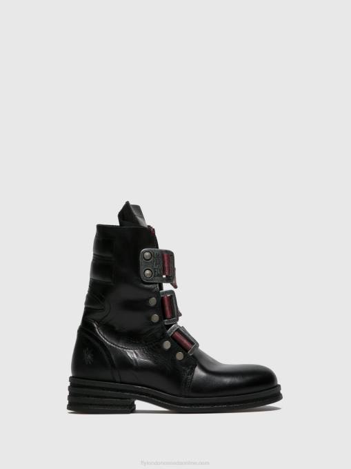 Buckle Ankle Boots KIFF682 Fly London Women RUG BLACK 0JLR259
