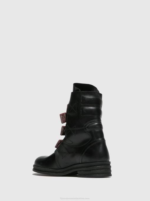 Buckle Ankle Boots KIFF682 Fly London Women RUG BLACK 0JLR259