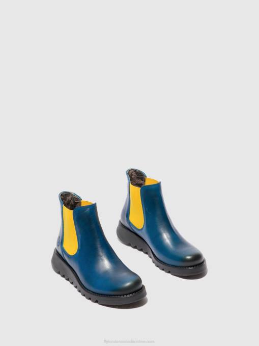 Chelsea Ankle Boots Fly London Women SALV RUG ROYAL BLUE (MUSTARD ELASTIC) 0JLR214