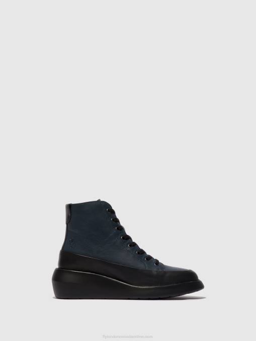 Lace-up Ankle Boots BOZE515 Fly London Women BLACK/NAVY 0JLR106