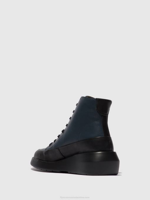 Lace-up Ankle Boots BOZE515 Fly London Women BLACK/NAVY 0JLR106