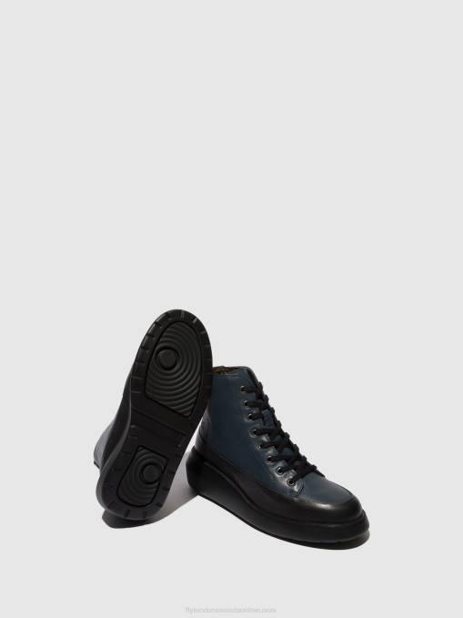 Lace-up Ankle Boots BOZE515 Fly London Women BLACK/NAVY 0JLR106