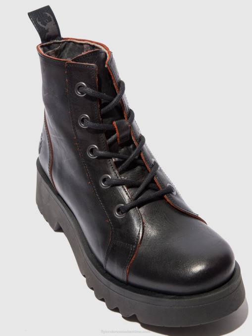 Lace-up Ankle Boots METZ788 Fly London Women JAVA BLACK/RED 0JLR174