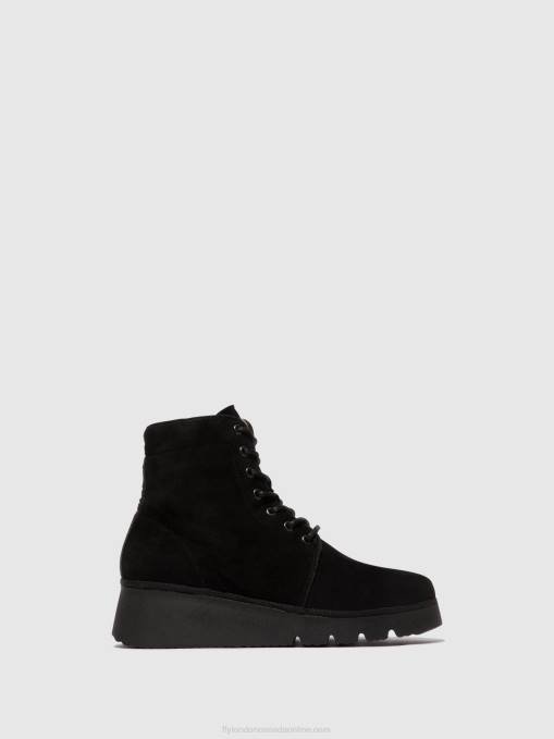 Lace-up Ankle Boots PALL404 Fly London Women KID SUEDE BLACK 0JLR4