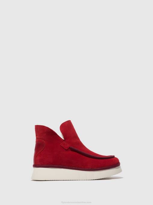 Round Toe Ankle Boots COZE348 Fly London Women SUEDE/RUG CARMINE RED 0JLR192