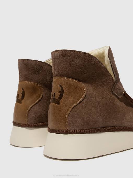 Round Toe Ankle Boots COZE348 Fly London Women TAUPE/CAMEL 0JLR84