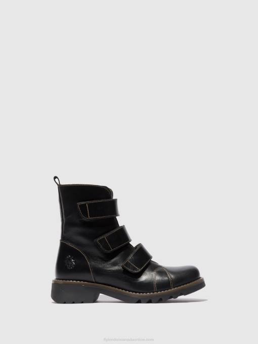 Velcro Ankle Boots RACH790 Fly London Women RUG BLACK 0JLR190
