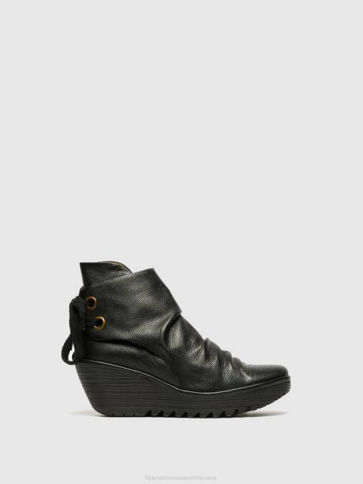 Wedge Ankle Boots Fly London Women YAMA BLACK 0JLR16