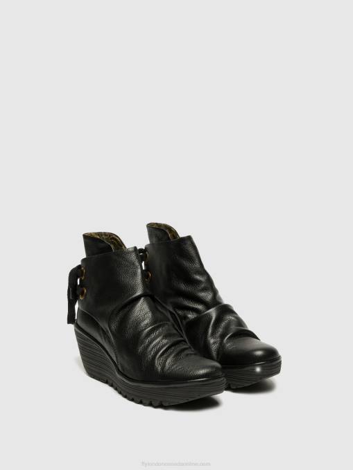 Wedge Ankle Boots Fly London Women YAMA BLACK 0JLR16