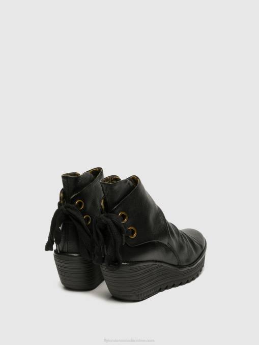 Wedge Ankle Boots Fly London Women YAMA BLACK 0JLR16