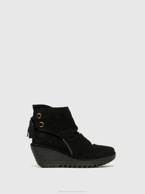 Wedge Ankle Boots Fly London Women YAMA SUEDE BLACK 0JLR17