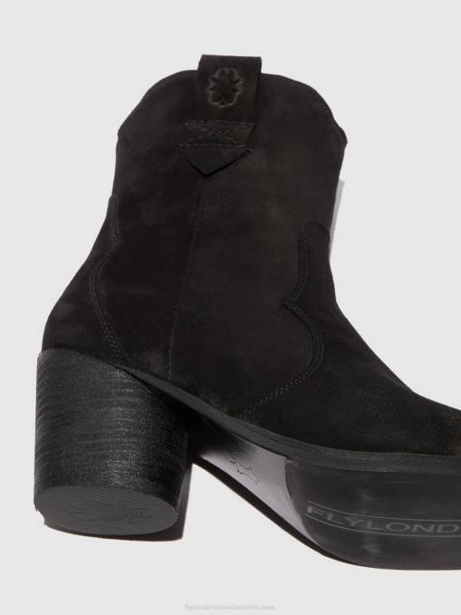 Zip Up Ankle Boots ALBA825 Fly London Women SUEDE BLACK 0JLR188