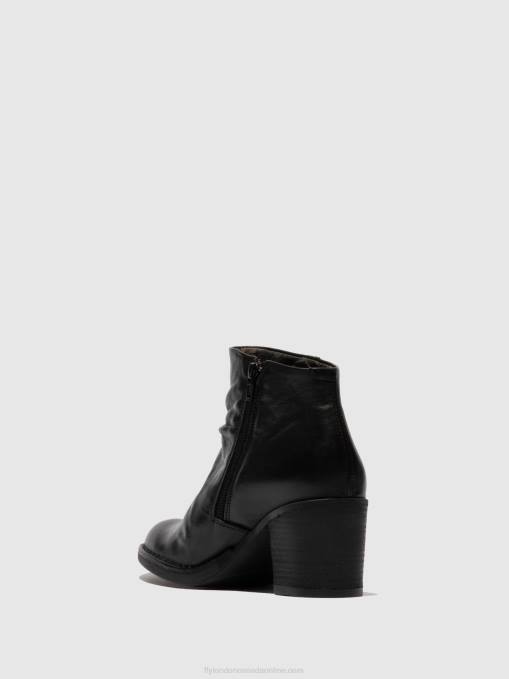 Zip Up Ankle Boots BELL061 Fly London Women VERONA BLACK 0JLR185