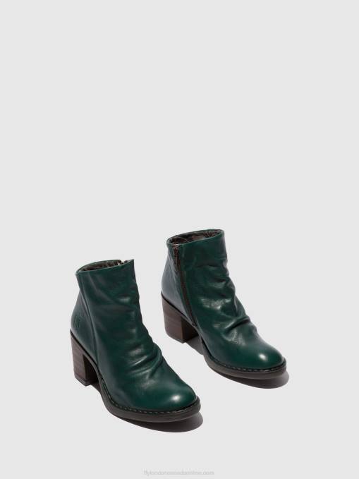 Zip Up Ankle Boots BELL061 Fly London Women VERONA GREEN FOREST 0JLR186