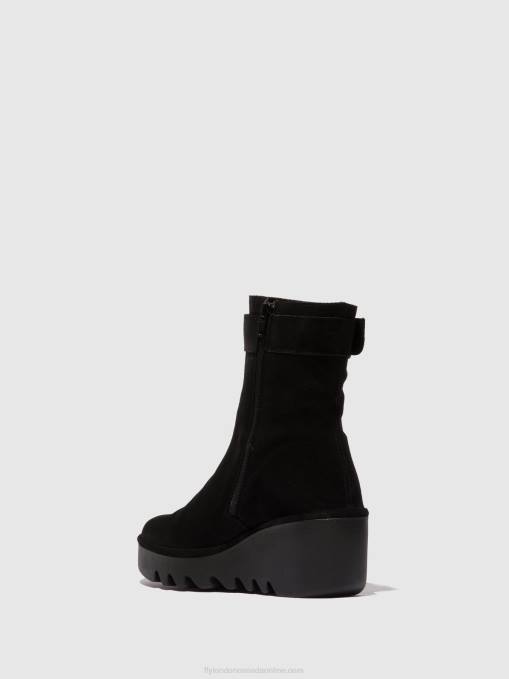 Zip Up Ankle Boots BEPP396 Fly London Women OIL SUEDE BLACK 0JLR5