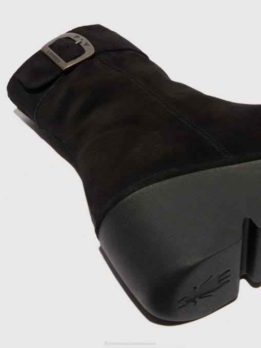 Zip Up Ankle Boots BEPP396 Fly London Women OIL SUEDE BLACK 0JLR5