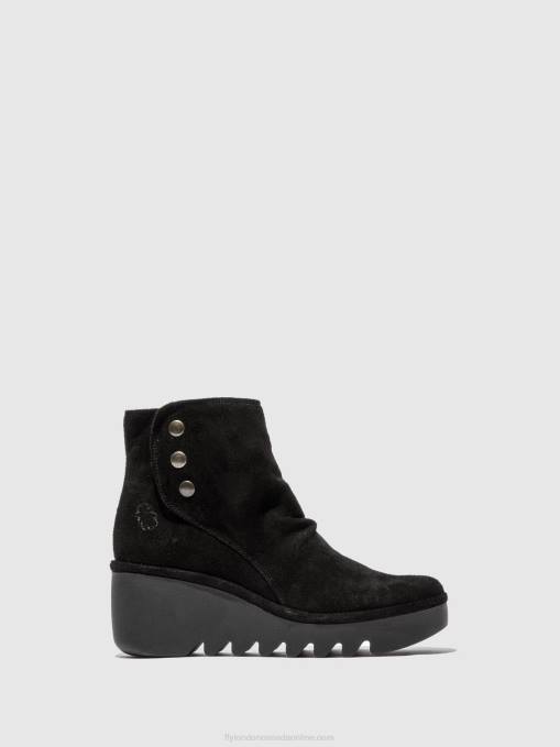 Zip Up Ankle Boots BROM344 Fly London Women OILSUEDE BLACK 0JLR182