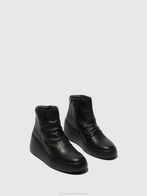 Zip Up Ankle Boots DABE461 Fly London Women BLACK (BLACK SOLE) 0JLR58