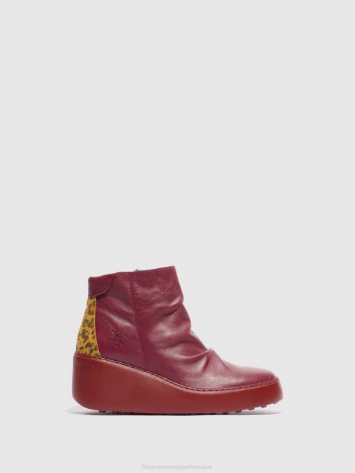 Zip Up Ankle Boots DABE461 Fly London Women WINE/TAN 0JLR59