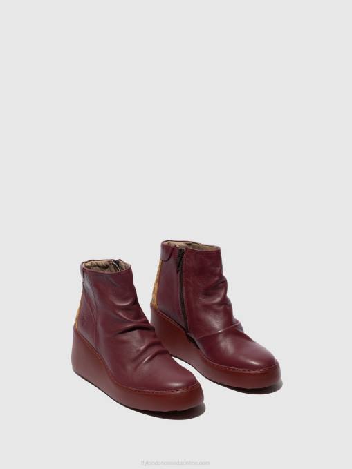 Zip Up Ankle Boots DABE461 Fly London Women WINE/TAN 0JLR59