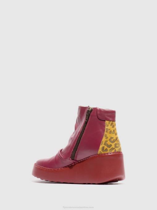 Zip Up Ankle Boots DABE461 Fly London Women WINE/TAN 0JLR59