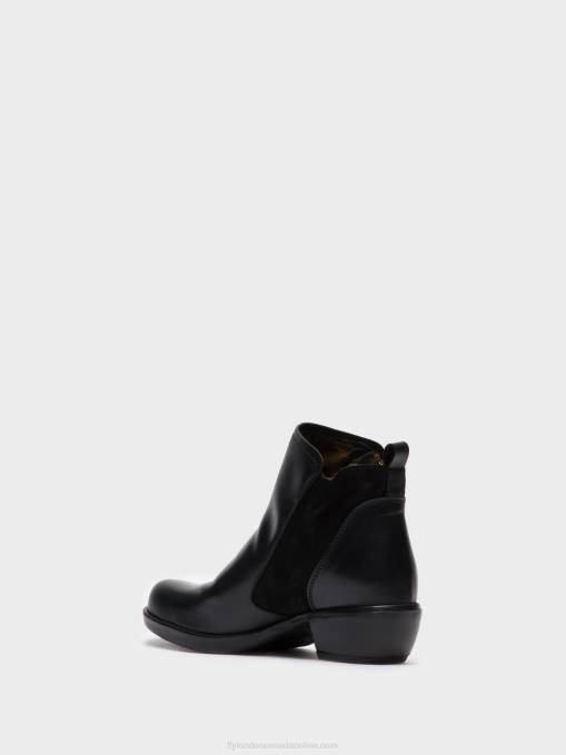 Zip Up Ankle Boots Fly London Women MELI BLACK 0JLR15