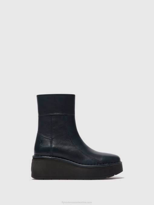 Zip Up Ankle Boots HANN248 Fly London Women NAVY 0JLR56