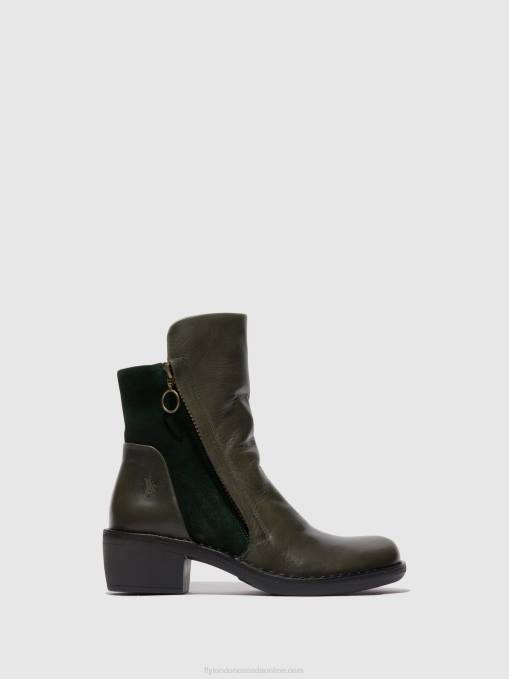 Zip Up Ankle Boots MELY074 Fly London Women DIESEL/GREEN FOREST 0JLR57
