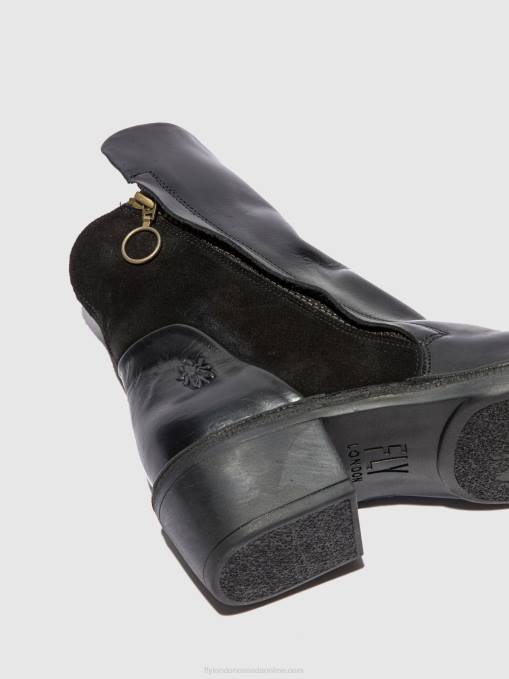 Zip Up Ankle Boots MELY074 Fly London Women RUG/OILSUEDE BLACK 0JLR171