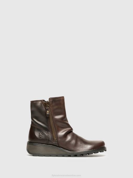 Zip Up Ankle Boots MON944 DK. Fly London Women BROWN 0JLR270
