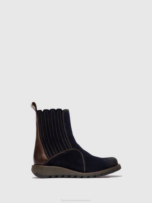 Zip Up Ankle Boots SUZY899 Fly London Women NAVY/DK. BROWN 0JLR41