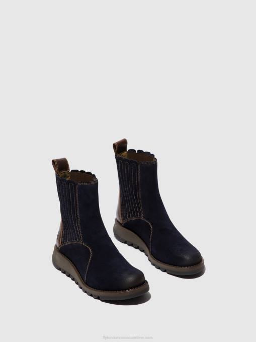 Zip Up Ankle Boots SUZY899 Fly London Women NAVY/DK. BROWN 0JLR41