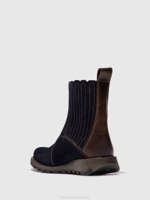 Zip Up Ankle Boots SUZY899 Fly London Women NAVY/DK. BROWN 0JLR41