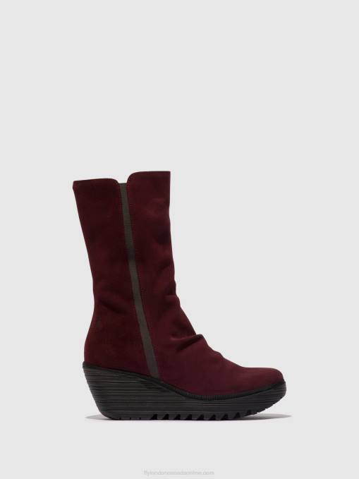 Zip Up Ankle Boots YEMY408 Fly London Women WINE/DIESEL 0JLR26