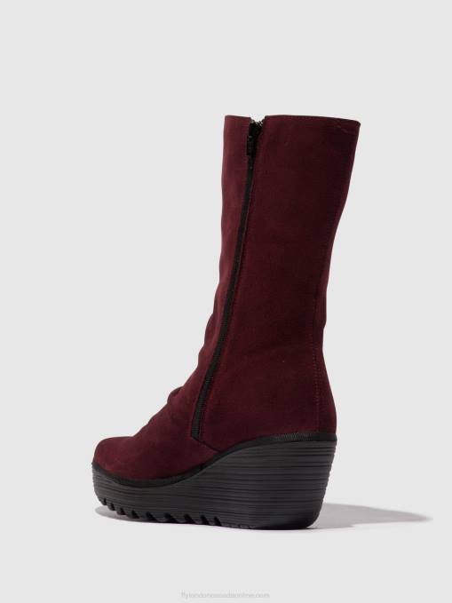 Zip Up Ankle Boots YEMY408 Fly London Women WINE/DIESEL 0JLR26