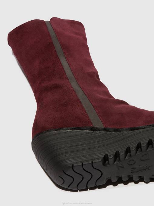 Zip Up Ankle Boots YEMY408 Fly London Women WINE/DIESEL 0JLR26