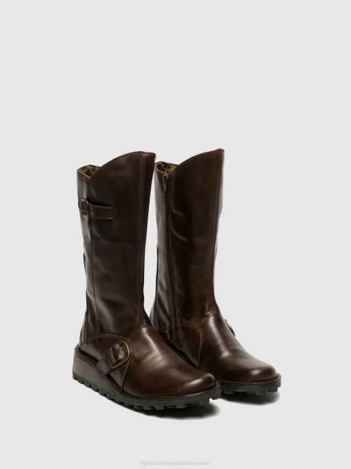 Buckle Boots MES DK Fly London Women BROWN 0JLR343