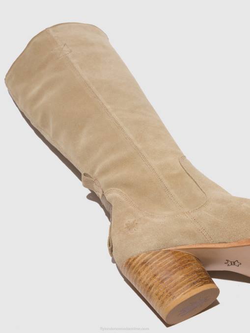 Zip Up Boots AMES826 Fly London Women SUEDE CREME 0JLR326