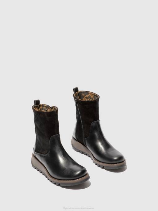 Zip Up Boots SAUK794 Fly London Women RUG/OILSUEDE BLACK 0JLR319