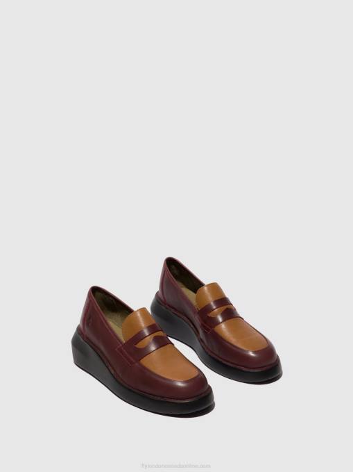 Loafers Shoes BLAR513 Fly London Women BORDEAUX/CUOIO 0JLR677