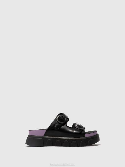 Buckle Mules CIDE946 Fly London Women BLACK (VIOLET) 0JLR376