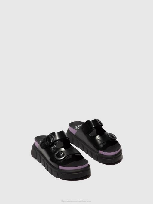 Buckle Mules CIDE946 Fly London Women BLACK (VIOLET) 0JLR376