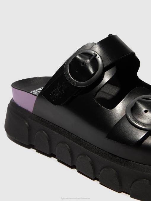 Buckle Mules CIDE946 Fly London Women BLACK (VIOLET) 0JLR376