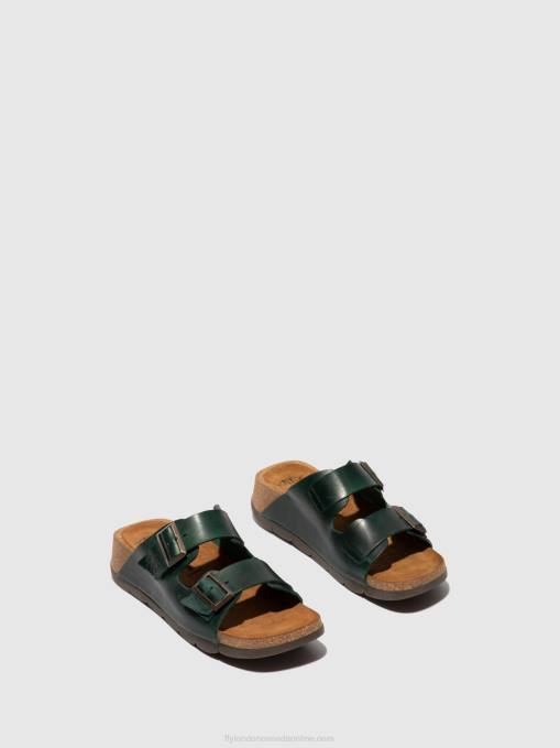 Open Toe Mules CAJA721 Fly London Women BRIDLE PETROL 0JLR386