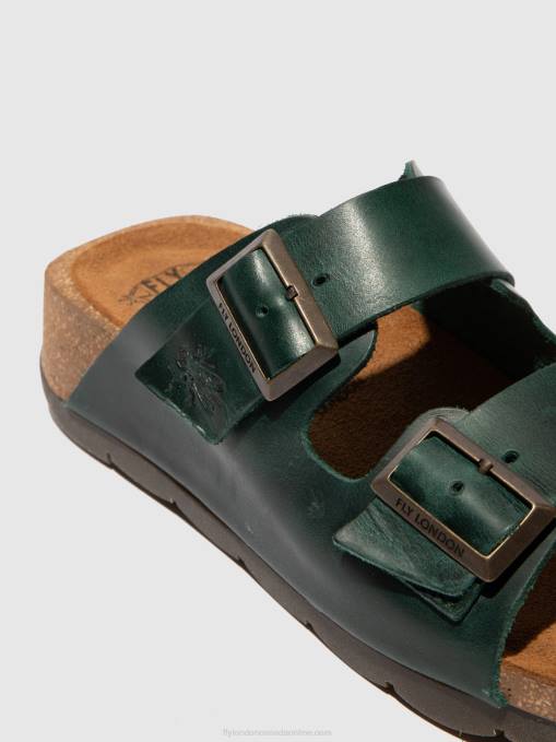 Open Toe Mules CAJA721 Fly London Women BRIDLE PETROL 0JLR386
