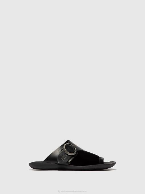 Open Toe Mules MICA758 Fly London Women BRIDLE BLACK 0JLR384