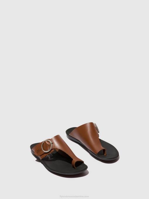 Open Toe Mules MICA758 Fly London Women COGNAC 0JLR382
