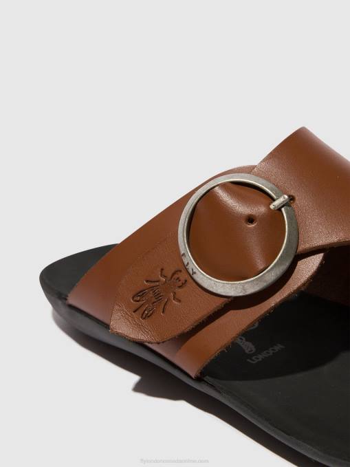 Open Toe Mules MICA758 Fly London Women COGNAC 0JLR382
